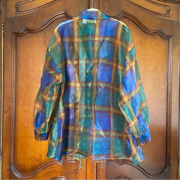 Vintage Victoria’s Secret Gold Label Plaid Bed Jacket | Sheer Artsy Clowncore - Picture 6 of 6